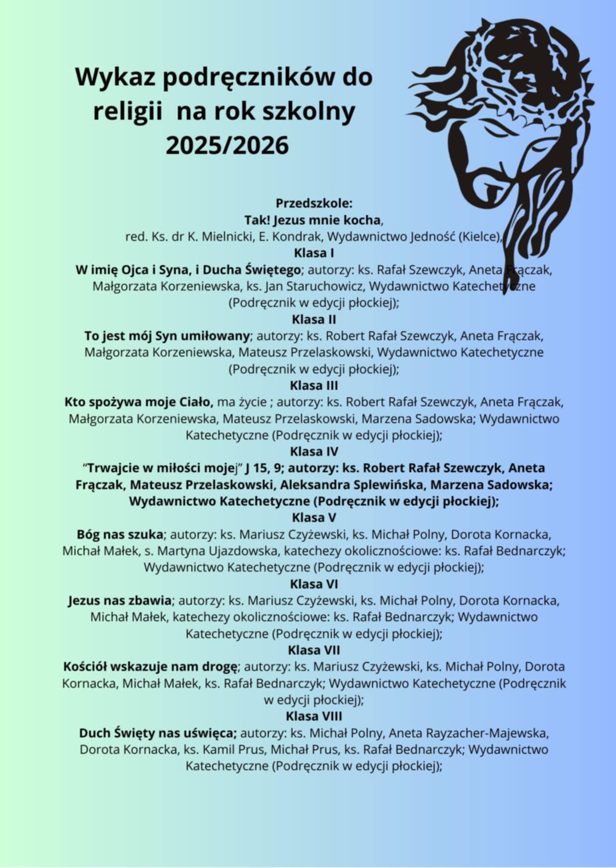 Wykaz podręczników do religii na rok szkolny 2025/2026